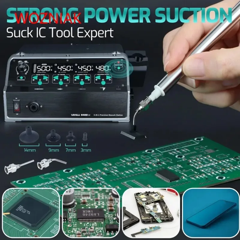 YIHUA 948D-IV 5-in-1 Soldering Station Digital Desoldering Rework Station Hot Tweezer Vacuum Suction Tin C245 Iron SMD