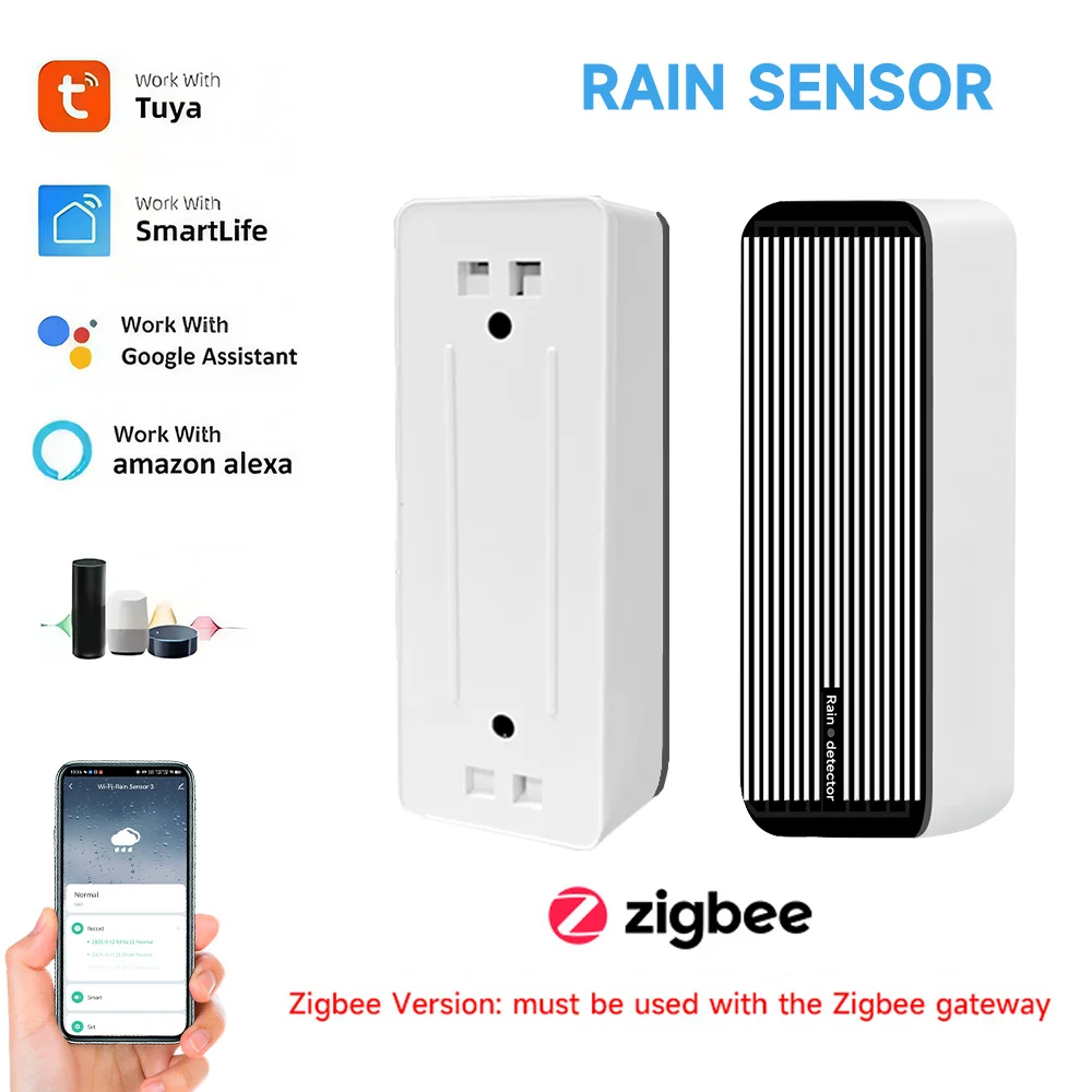 

Zigbee Rain Sensor Monitor Rainfall Smart Link to Doors Windows Irrigation Alexa SmartLife APP