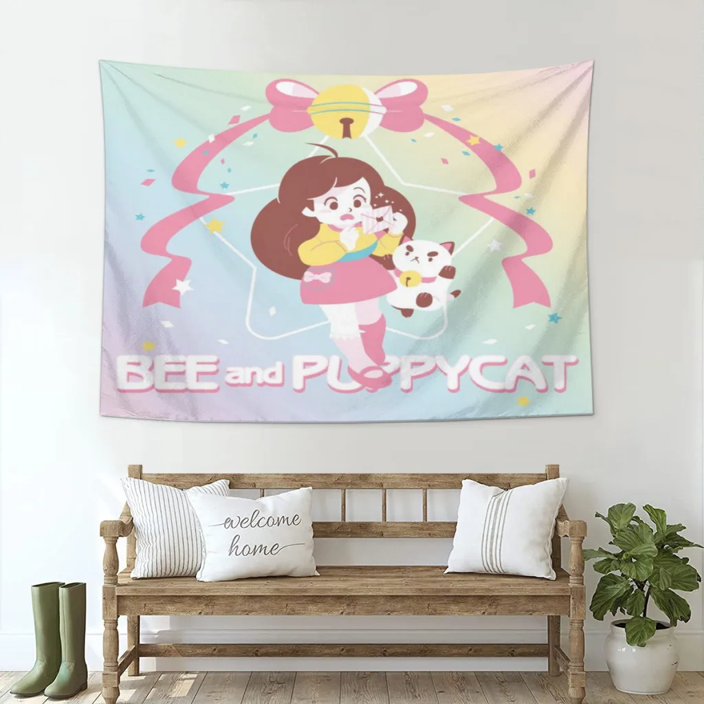 

Bee and Puppycat Cat Tapestries Room Decoration Items Home Décor Bedroom Wall Decorating Cloth