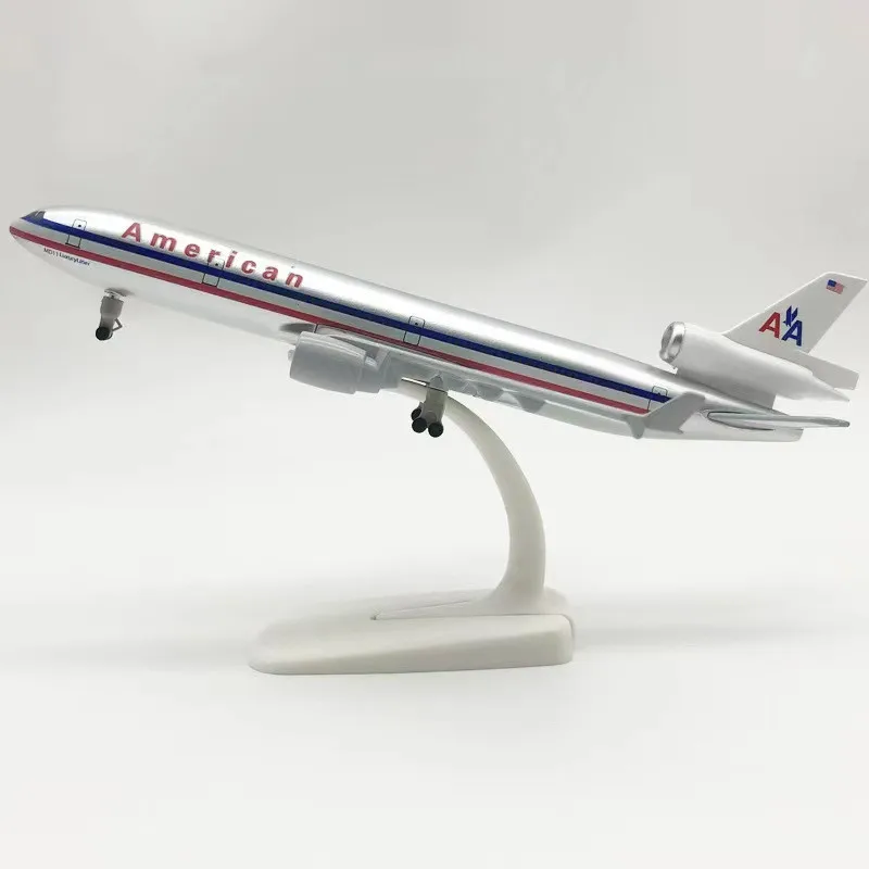 NEW 20cm MD 11 America Airlines Plane Model Diecast Airplane Alloy Metal Air Aircraft Aeroplane With Wheels Landing Gear