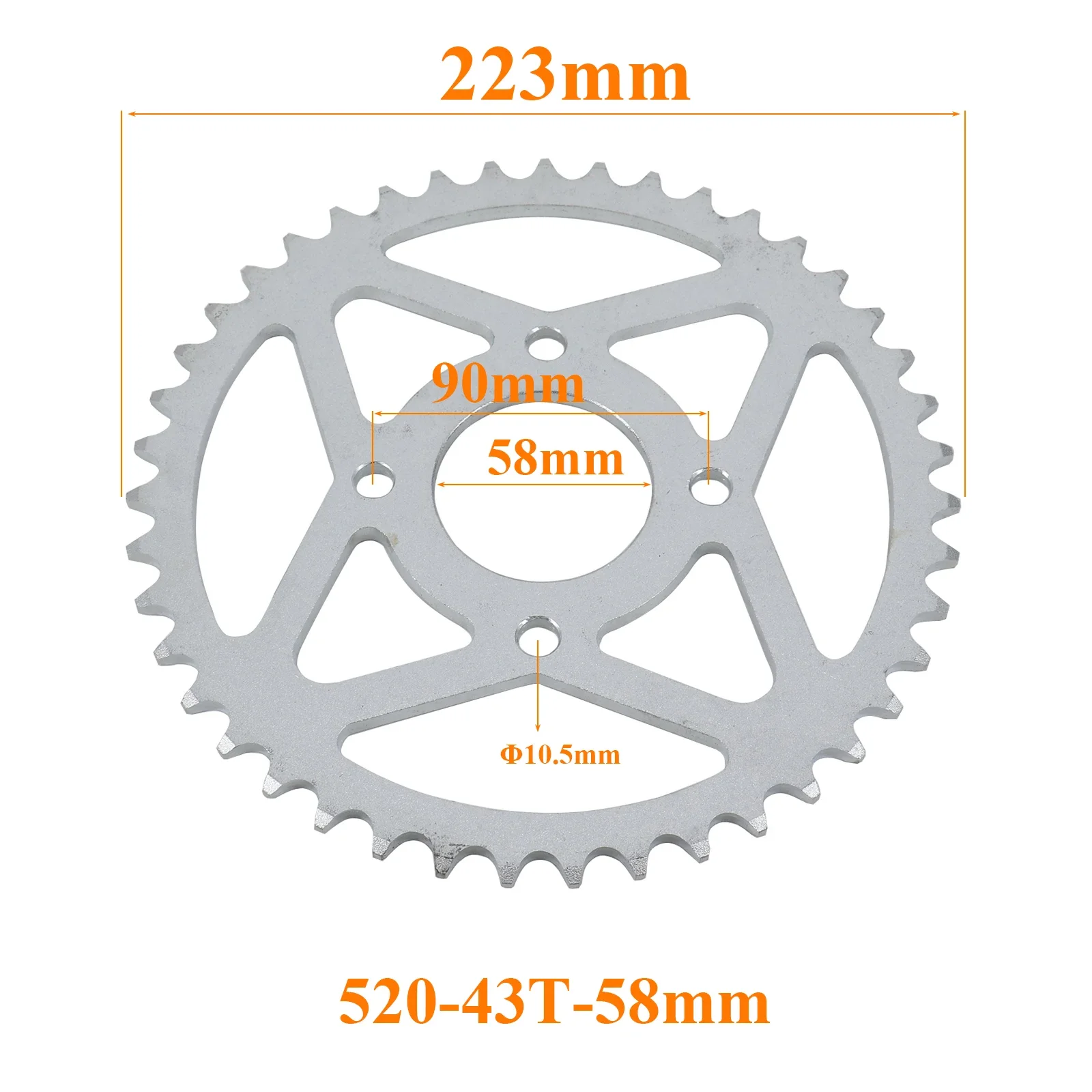 Motorcycle 520 Chains 43T/44T/51T 58mm 125mm Sprockets Rear Back Sprocket Cog fit for Karting ATV Off-road Motorcycle Parts