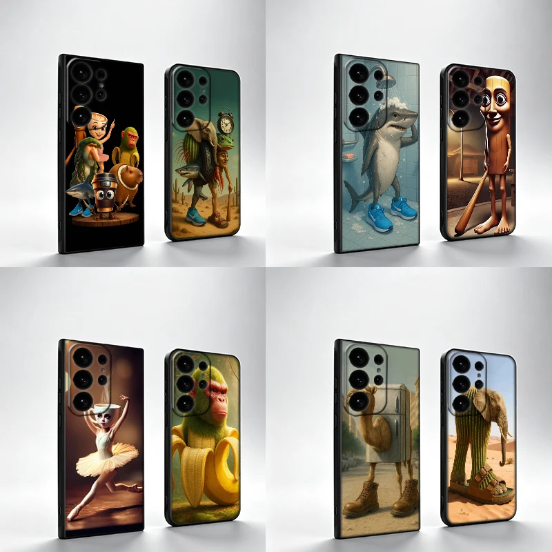 Interesting Shark With Shoes Meme Wave Phone Case For Samsung S25Edge S26FE Galaxy S22 S25 S24 S26 Ultra S21 S23 S20 Plus Cover