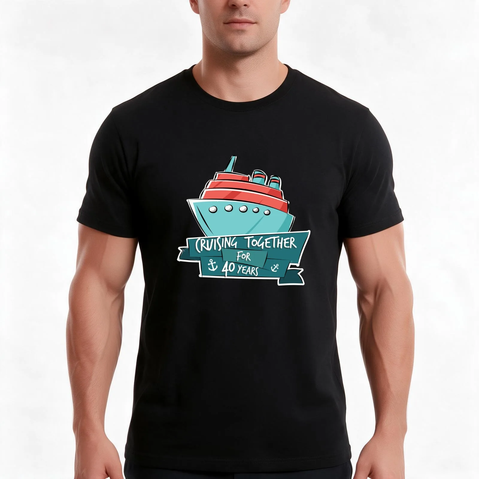 Cruising Together 40 Years T-Shirt, Summer Casual Cotton Tee, Oversized Streetwear Tops, Vintage Graphic Print, Unisex Men Women