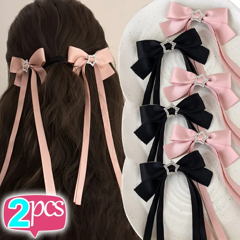 Fashion Star Bowknot Hair Clips Girls Kawii Barrettes Cute Hair Accessoires Kids Colored Ribbon Woman Hairpins Hairgrip Hot