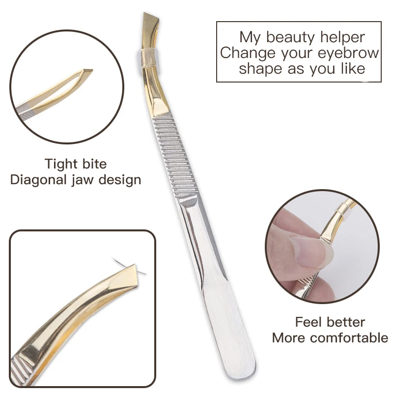 2/5PCS Professional Eyebrow Tweezers Sharp Slanted Facial Hair Remover Clip Makeup Eyebrow Trimming Clip Stainless Steel