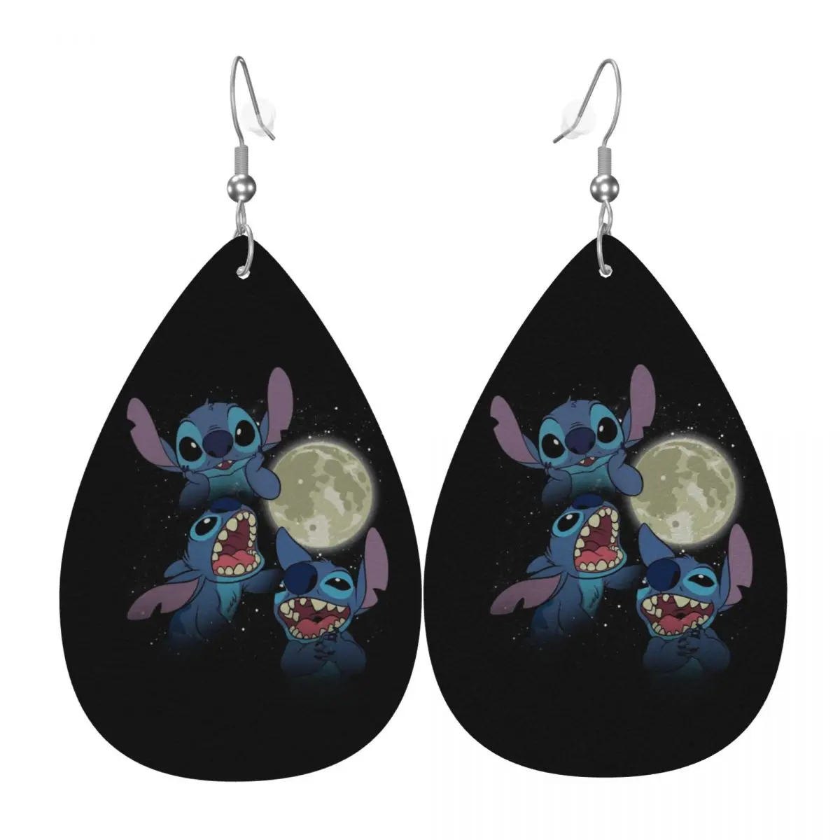 

Серьги-подвески на заказ в стиле стич, манга, аниме, кожаные, каплевидные, из ПВХ-кожи, для подарков, изящные украшения