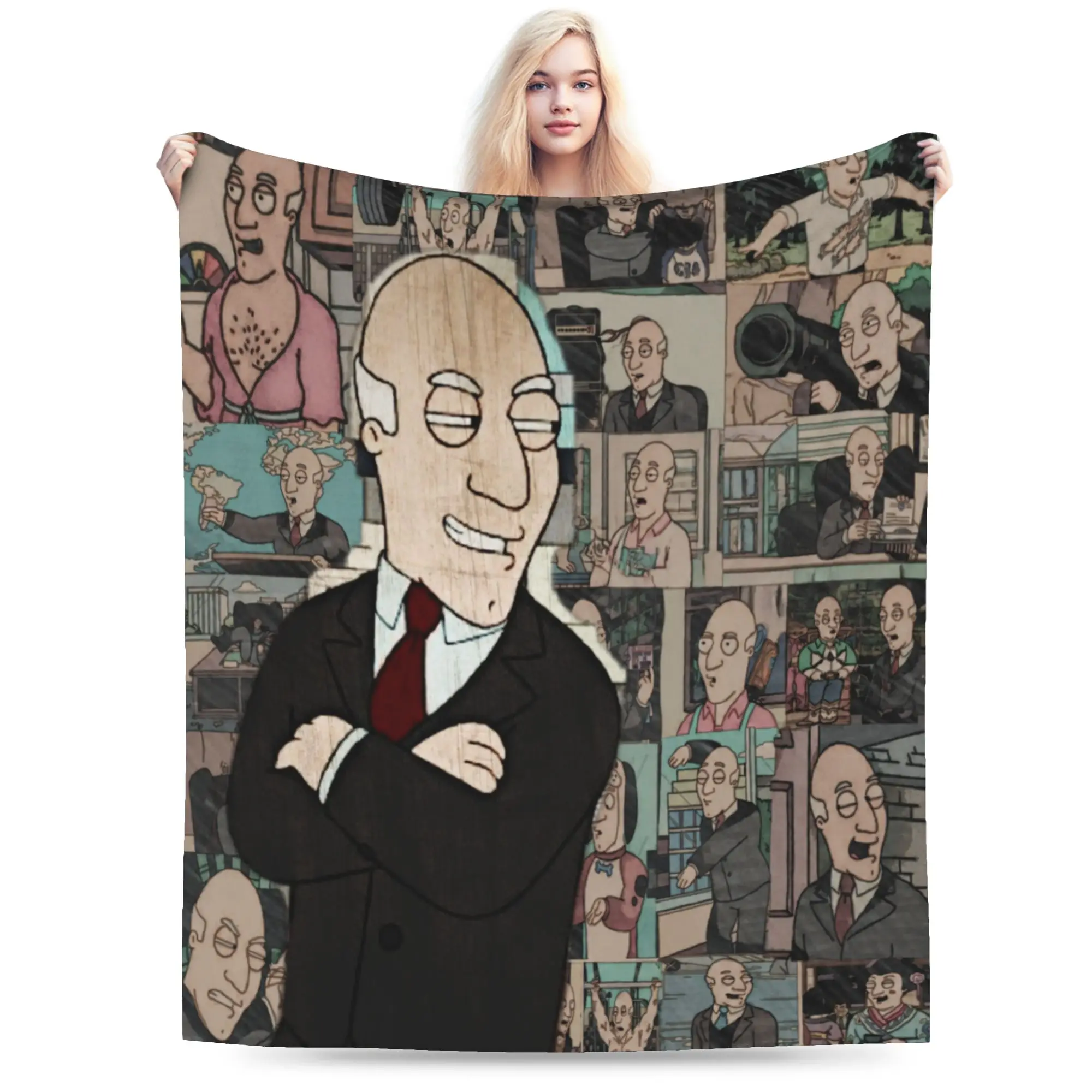 Americans Dads cartoon Blanket Coral Fleece Plush  Relax Super Soft Throw Blanket for Bed Quilt