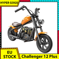 HYPER GOGO Challenger 12 Plus Electric Motorcycle for Kids 12 inch Pneumatic Tires 160W with Bluetooth Speaker Simulated Fog