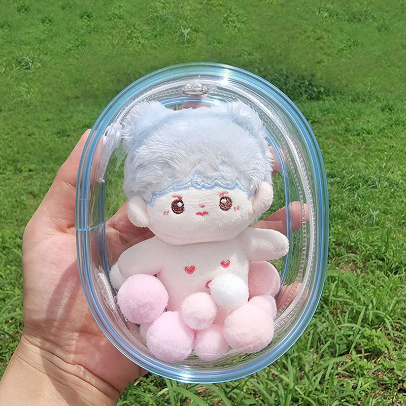 Bolsa de algodón transparente para muñeca de peluche, estuche de almacenamiento transparente para muñecas de dibujos animados de Anime, PVC, 10CM