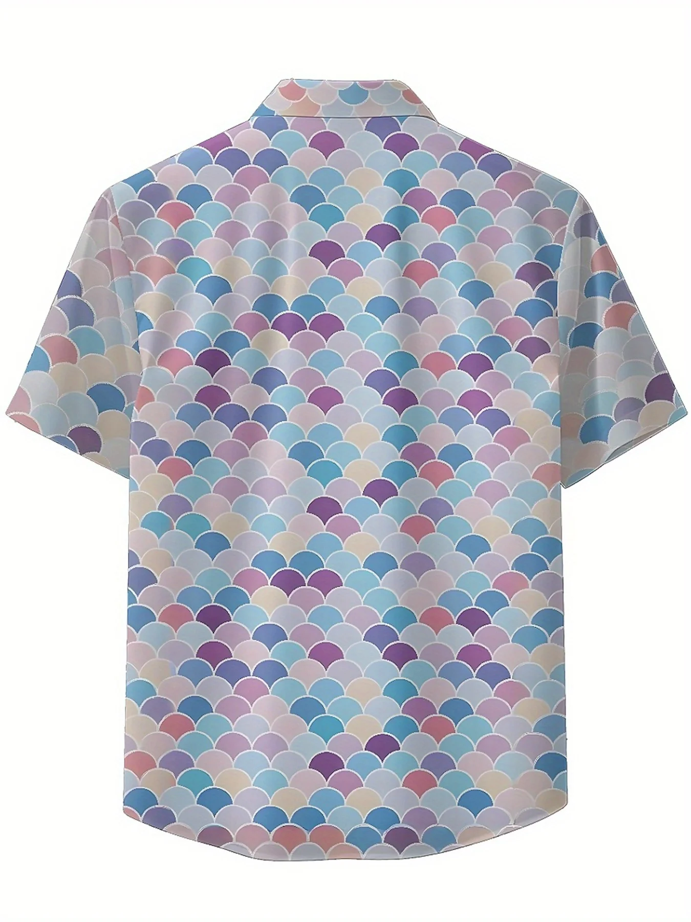 Men's Plus Size Hawaiian Shirts Dreamlike Color Gradient Fish Scales Pattern,New in Summer Fashion Tops,Hip Hop Rock Streetwear