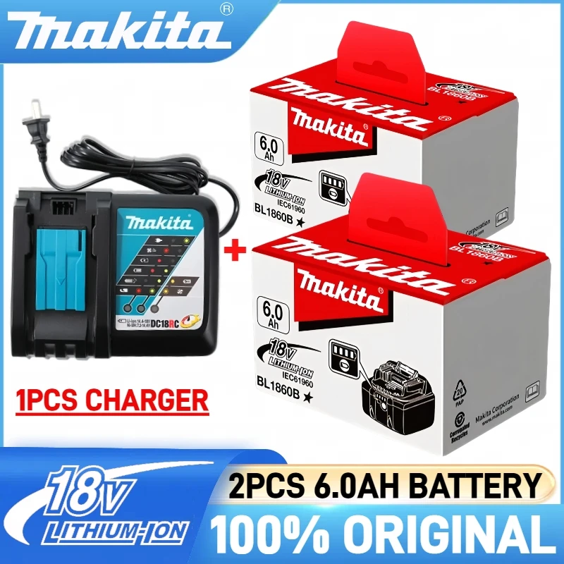 

100% Original Makita 6000mAh 18V Rechargeable Battery, for Makita 18V battery BL1815 BL1830B BL1840 BL1840B BL1850 BL1860B
