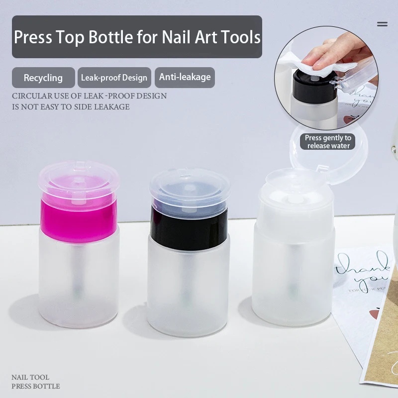 

60ML Plastic Nail Removal Bottle Nail Art Mini Pump Dispenser Empty Bottle Nail Remover Container Storage Small Pressure Bottle