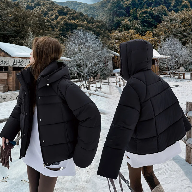 

Теплая хлопковая стеганая куртка, женская зима 2025, новое пуховое пальто с хлопковой подкладкой, женское корейское пальто, толстое короткое пальто с капюшоном, хлебное пальто