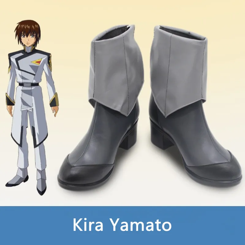 GUN DAM SEED FREEDOM Kira Yamato Cosplay Costume Shoes Anime Handmade Faux Leather Boots