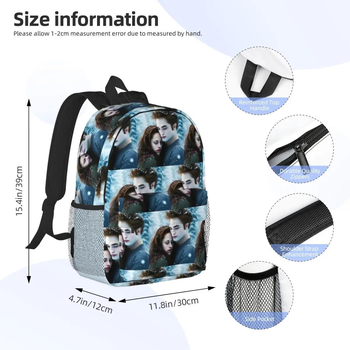 The Twilight Saga Edward Cullen Backpack Student BookBag Children School Bag Laptop Shoulder Bags for Boys Girls