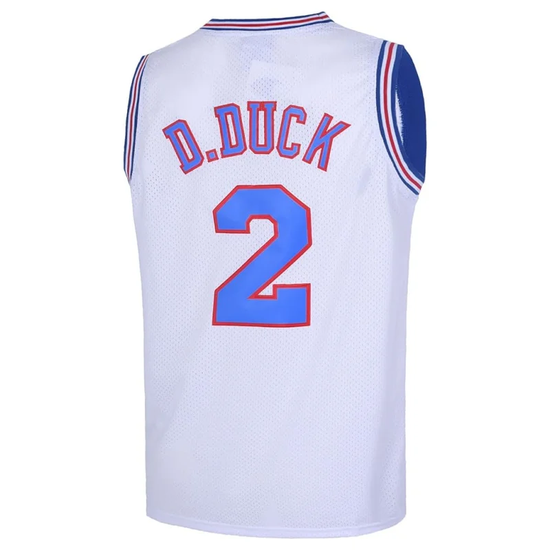 เสื้อฮาโลวีน JERSEY Basket กระต่ายทีมคอสเพลย์ Jam #2 D Duck สำหรับงานปาร์ตี้ S-3XL สีขาว/ดำ