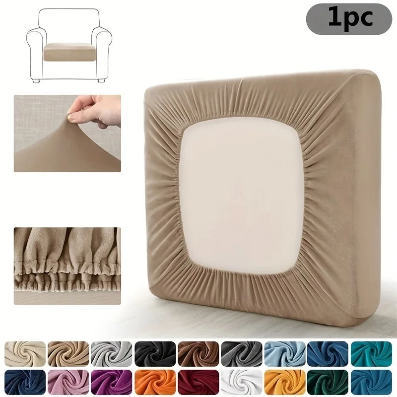 1/4/8Pcs 1Seat Sofa Cushion Covers for Living Room Soft Velvet Sofa Seat Cover Stretch Couch Slipcover Furniture Protector