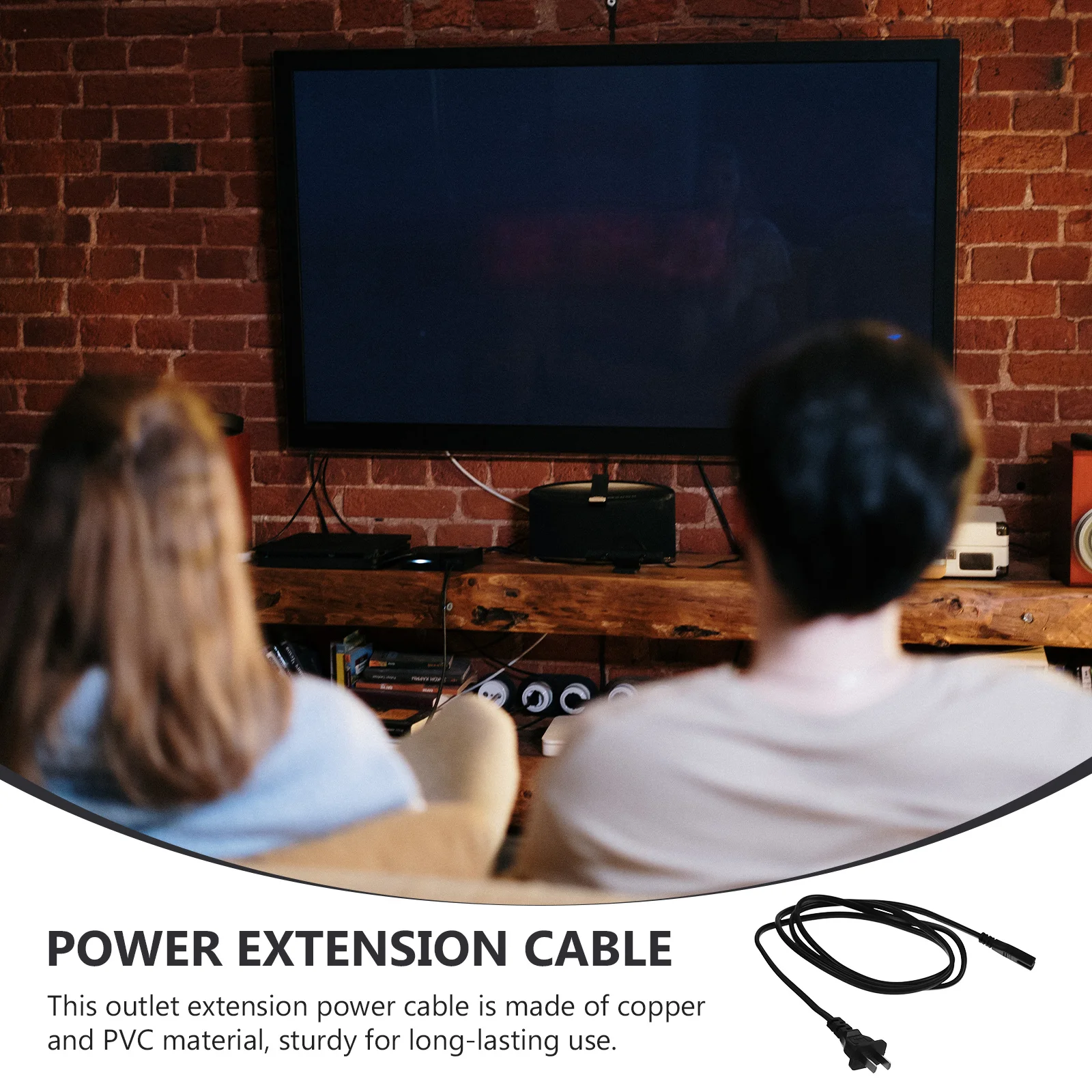 

1.5M Power Extension Cable 2 Prong Flat Plug 0.75Mm² Heavy Duty 2500W Electrical Cord For Workshop Outlet Saver Black