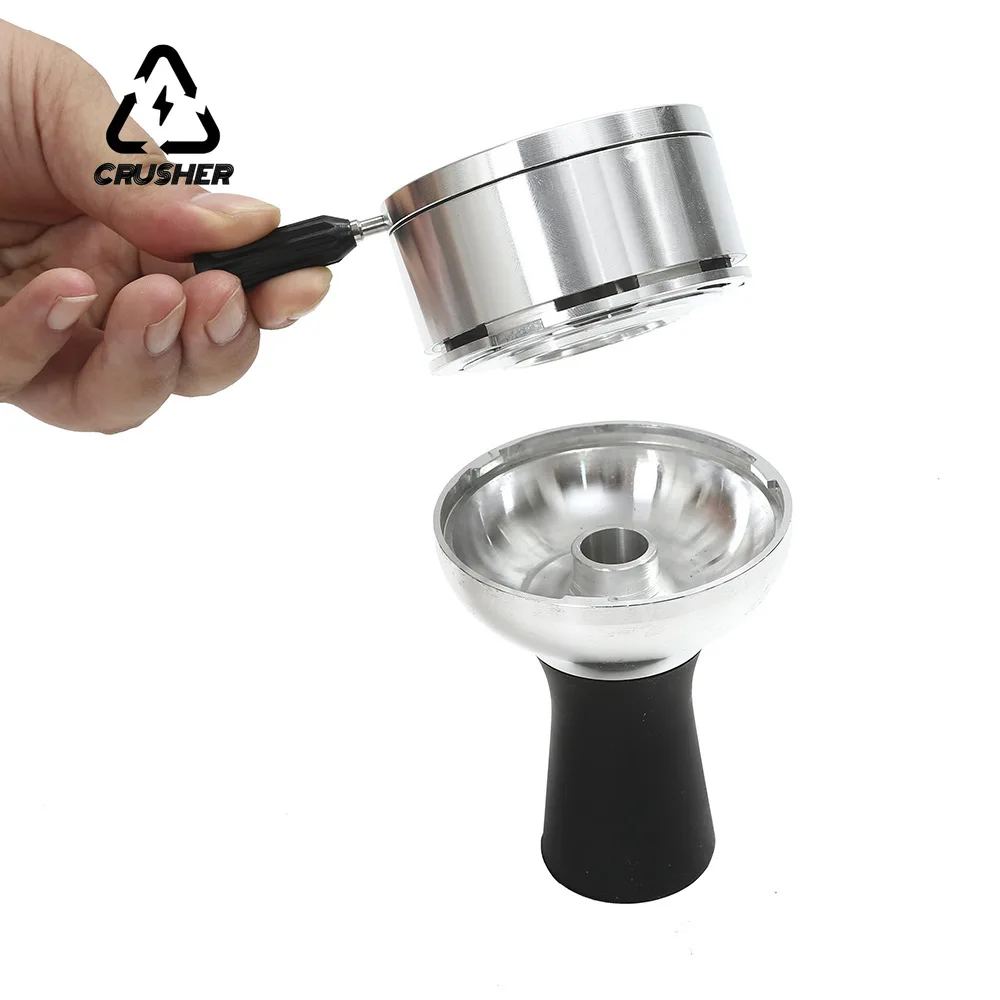 CRUSHER Arab Shisha Hookah Metal Bowl Set Charcoal Holder with Cover Heat Heat Management System Chicha for Smoking Accessories