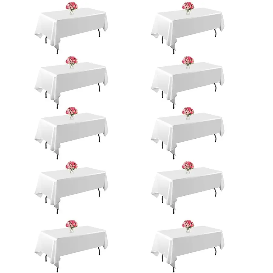 

Pack White Table Cloth for Rectangle Tables,60x102 inchWashable and Reusable Table Cloths for 68 Ft Rectangle Table,Polyester Fa
