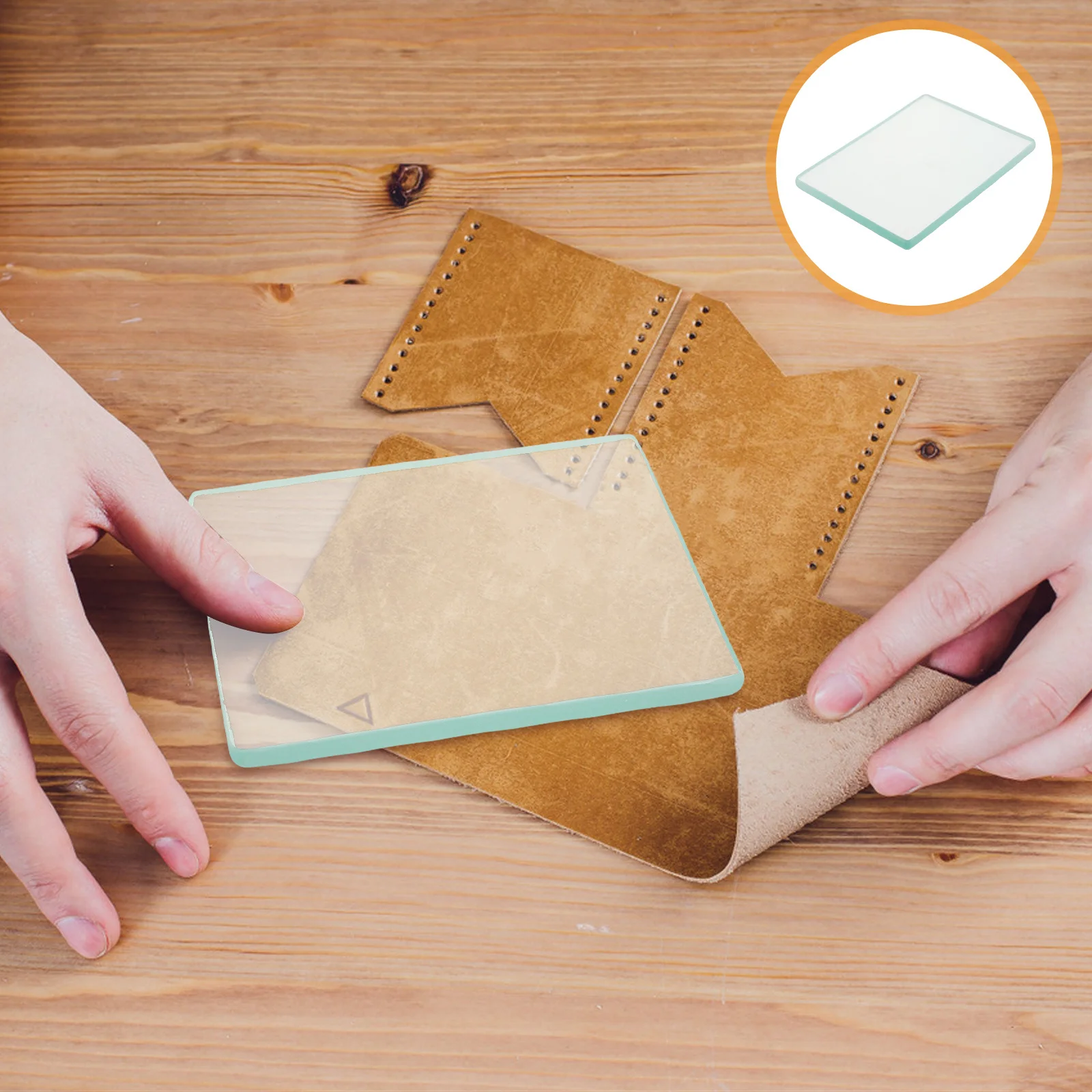 

Durable Tempered Glass Pad Polishing Tool Round Edges Smooth Surface DIY Crafting Made Leatherworking