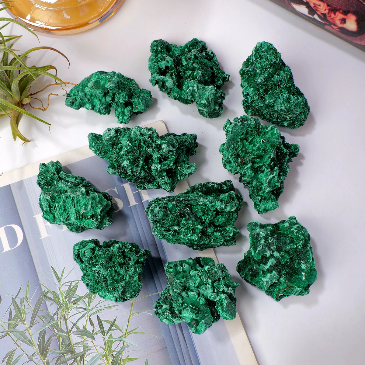 1pc Natural Malachite Raw Stone Mineral Specimen Needle-like Fibrous Irregular Shape Crystal Specimen Decorative Ornament