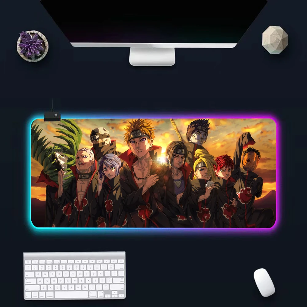 

Anime Cool-N-Narutos RGB Pc Gamer Keyboard Mouse Pad Mousepad LED Glowing Mouse Mats Rubber Gaming Computer Mausepad