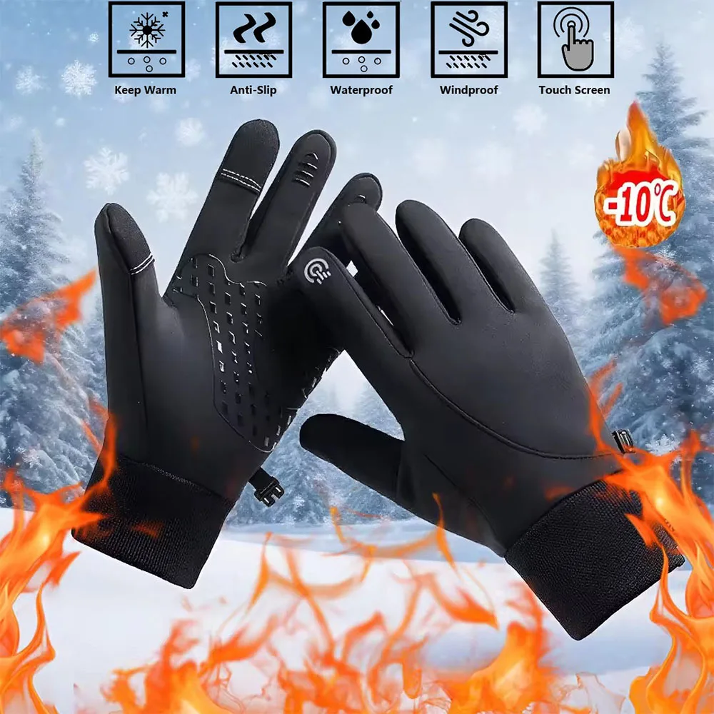 Winterhandschuhe für Männer und Frauen – wasserdichter Thermohandschuh für kaltes Wetter, zum Laufen, Radfahren mit Touchscreen-Finger