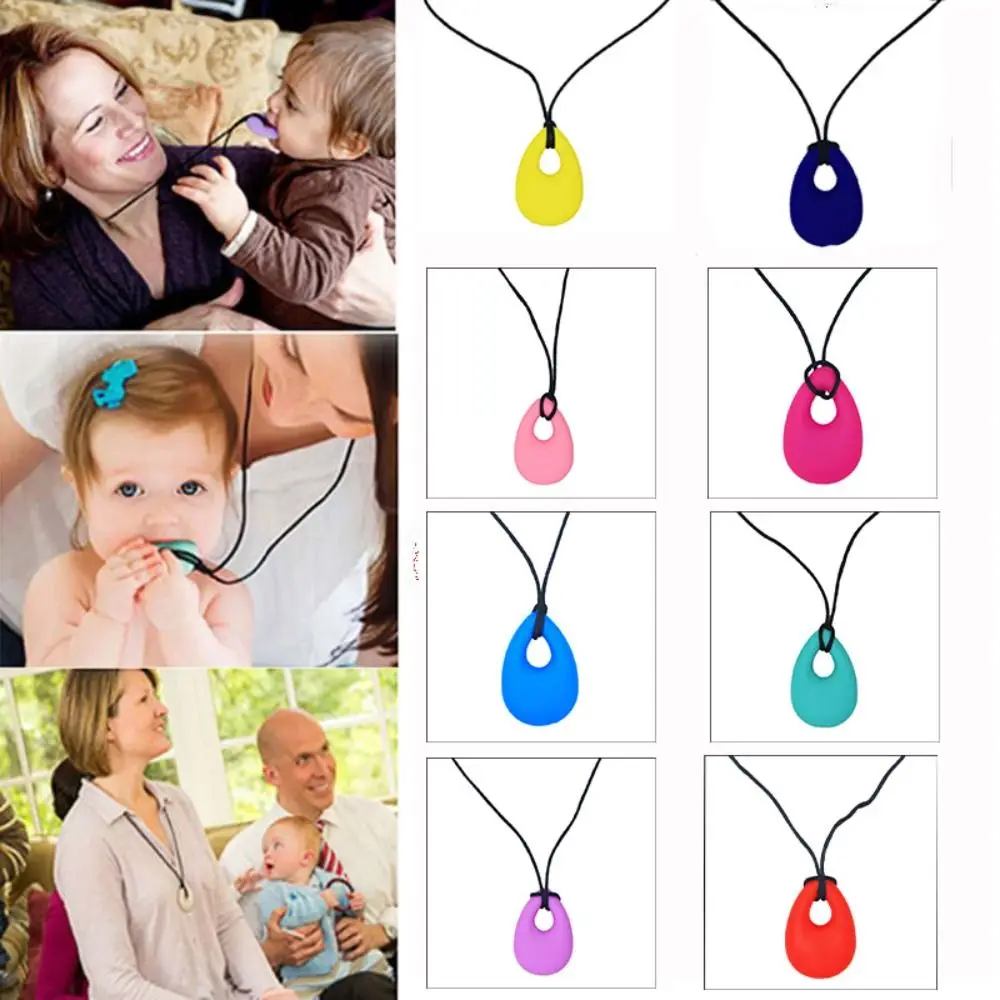 Teether Soother Necklace Biting Toy for Newborn Anti Autism ADHD Sensory Chewing Pendant Teething Toys Baby Chewy Necklace