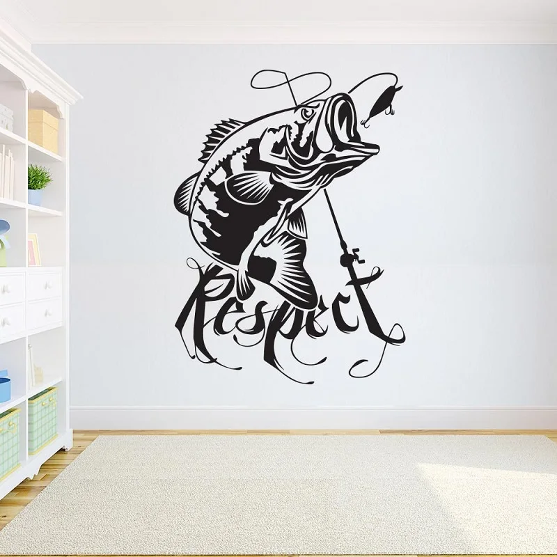 Fishing Perch Wall Sticker Fishing Club Kids Room Waterproof Car Sticker Door Window Glass Home Art Decor Vinyl Decal Gift 12