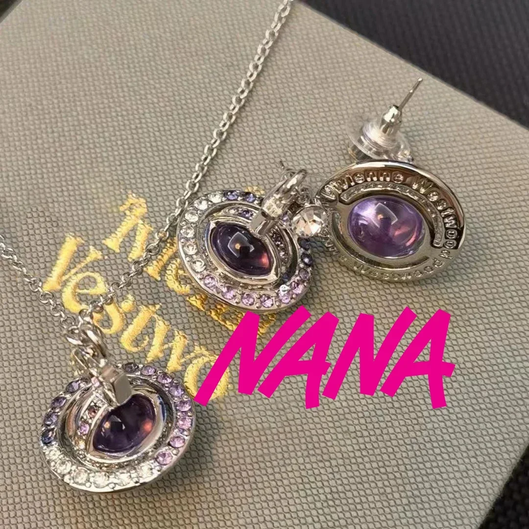 Anime NANA Y2K Saturn Pendant Necklace Earrings Glitter Stars Luxury High Quality Fashion Rock Boy Girl Christmas Birthday Gifts