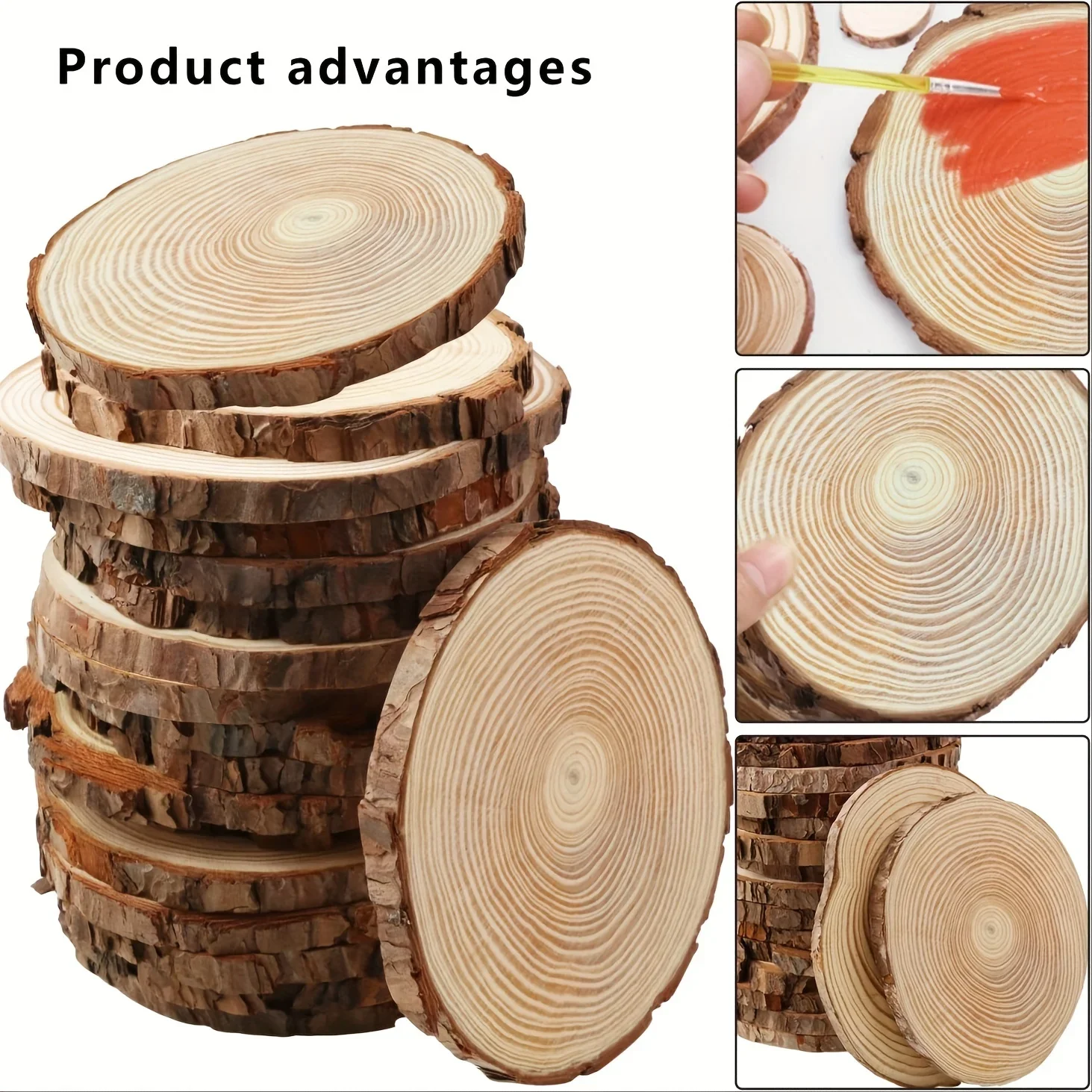 10 PCS Unfinished Pine Wood Slices for Centerpieces 5.1-5.5 Inch Round Wooden Discs with Tree Bark Cookies Circles