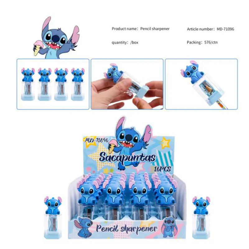 2024 New Disney Anime Cartoon Cute Stitch Pattern Pencil Sharpener Children and Students School Stationery Supplies Kids Gifts