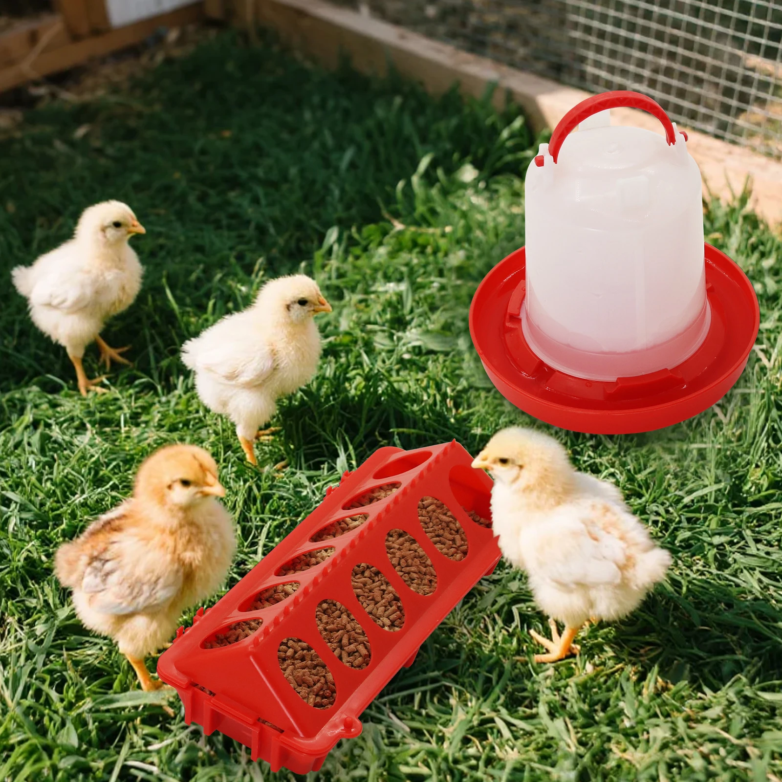 Chick Feeder Waterer Plastic Poultry Water Dispenser Hanging Drinker Baby Chick Feed Trough for Chicken Duck Quail Supplies