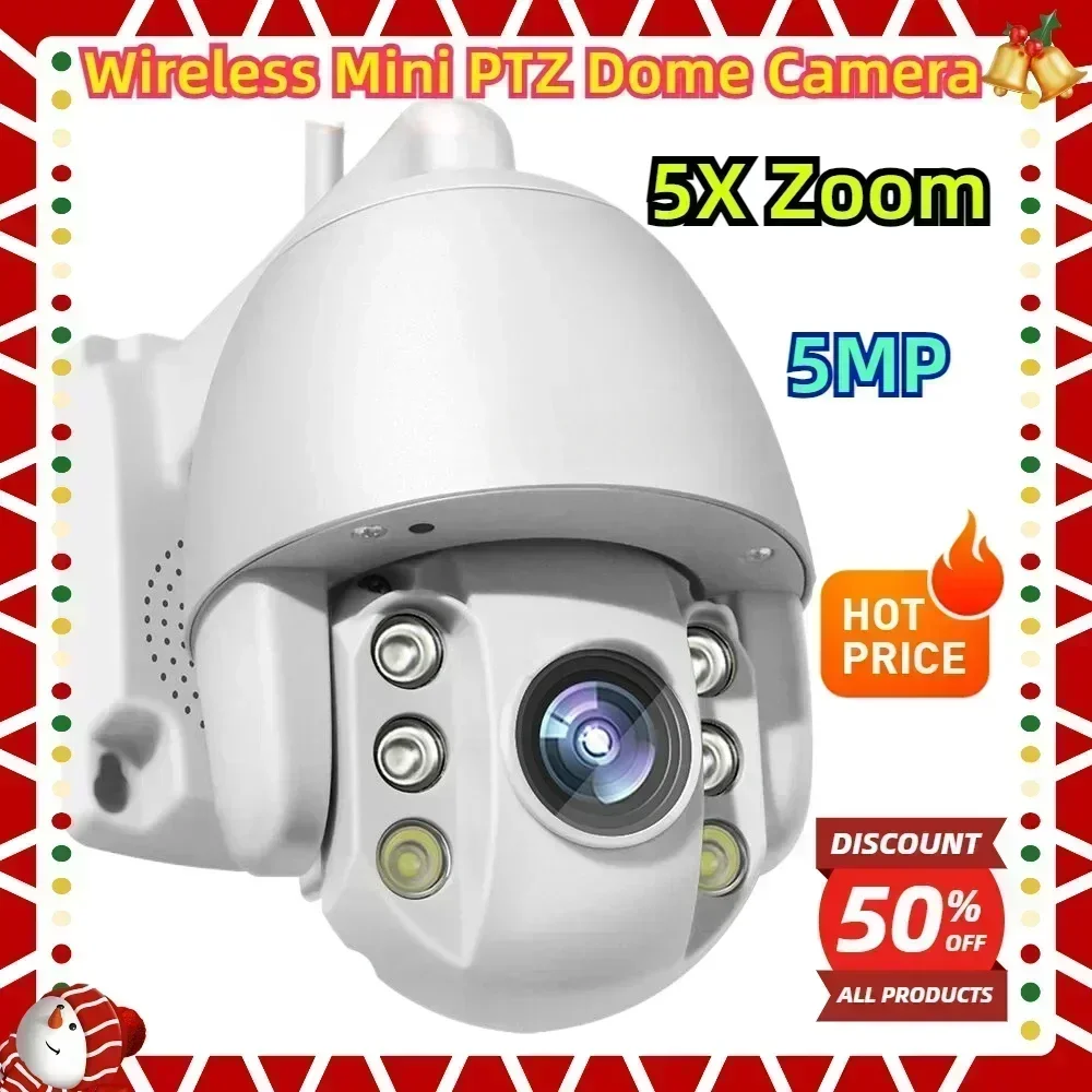 

5X Zoom Two Way Audio CCTV Security Camera 5MP SIM Card 4G Wireless Mini PTZ Dome Camera