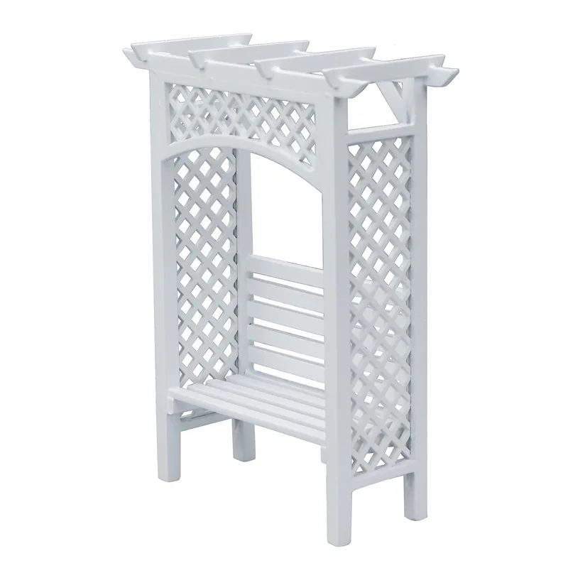 1:12 Poppenhuis Miniatuur Meubels Beeldjes Tuin Scène Accessoires OB11 Houten Druif Trellis Paarse Wijnstok Bloem Trellis Speelgoed