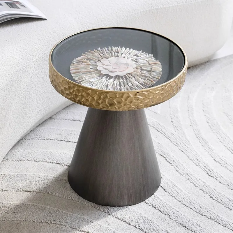 Creative medieval shell edge sofa corner wabi style retro furniture art coffee table household balcony small side