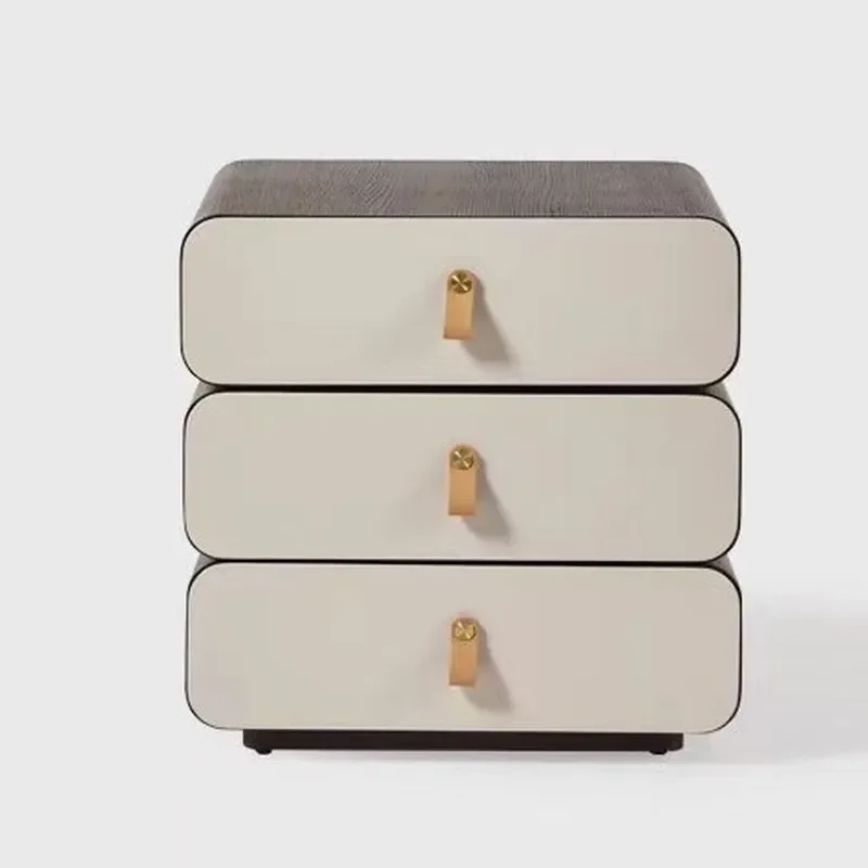 Italian Minimalist Rotating Bedside Table Solid Wood Simple Nightstand Modern Creative High End Locker for Home Bedroom