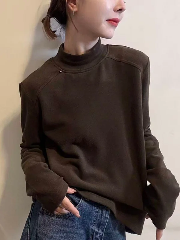 

Теплая женская базовая кофта с длинным рукавом, свободного кроя, комфортная термобелье, модный топ с высоким воротником из немецкого бархата