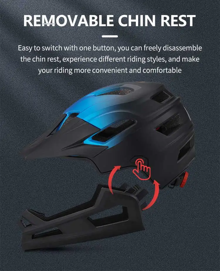 Eastinear's neuer Fahrrad-Mountainbike-Helm für Erwachsene, volles Gesicht, abnehmbarer einteiliger Motorrad-Schutzhelm, Kopfschutz – Detail 8