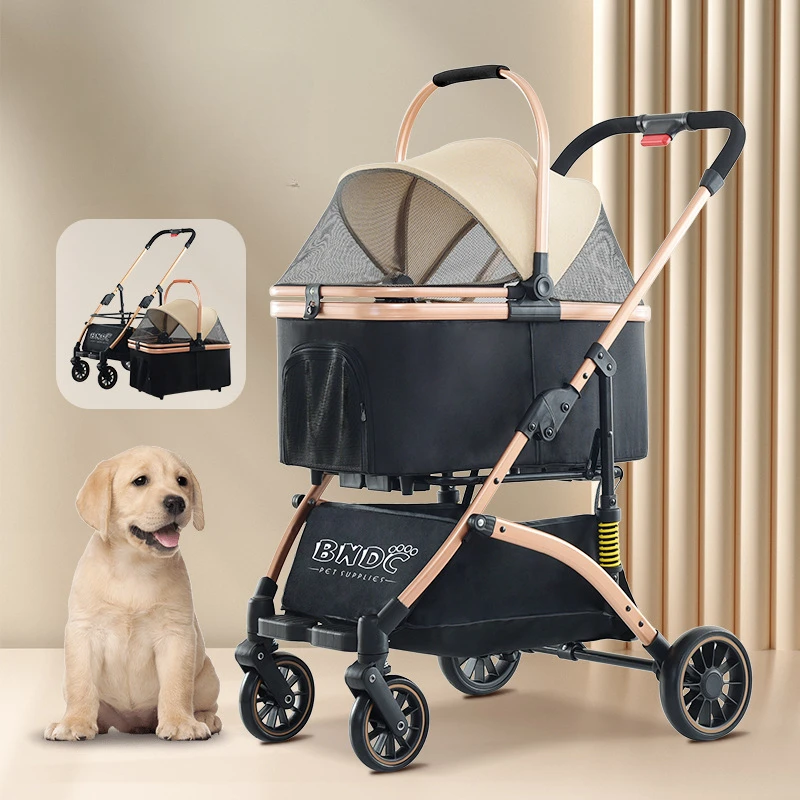 Detachable pet stroller Multifunctional pet car Large space and comfortable pet stroller Easy folding dog stroller