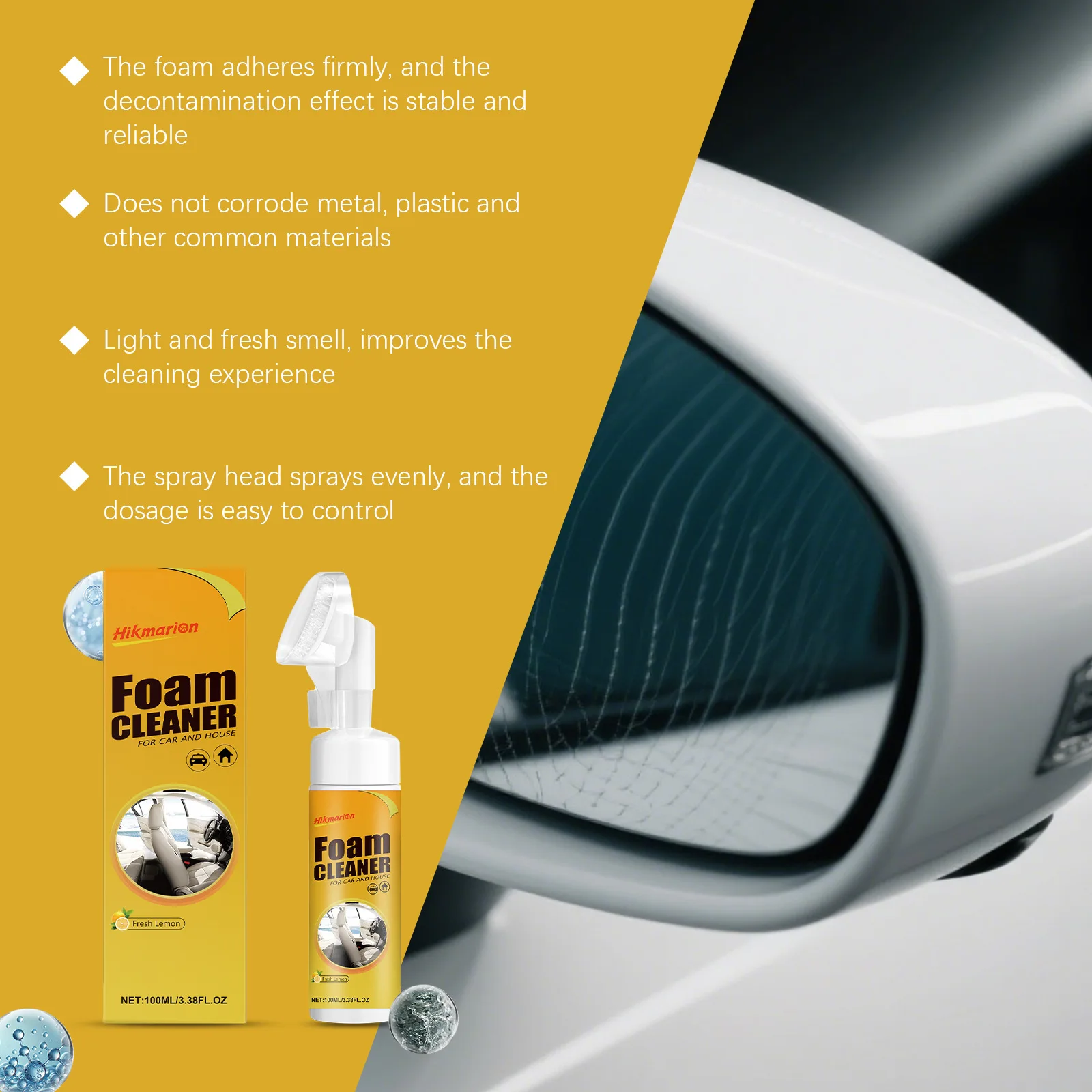 Hot Sale Multi‑Purpose Car Interior Foam Cleaner No‑Rinse Spray Powerful Stain Dirt Grease Remover Auto Detailing Tool