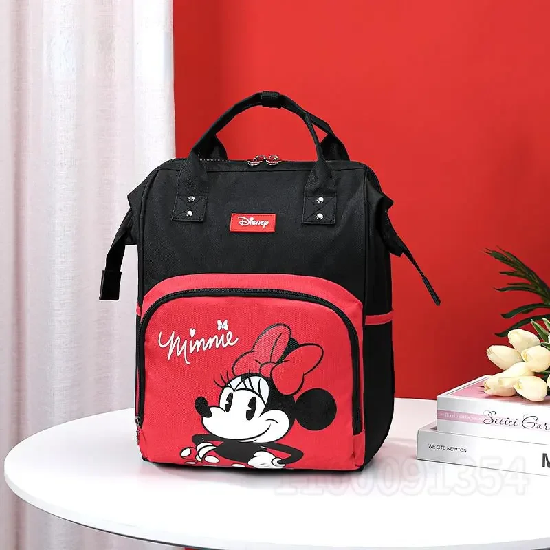 Disney-Sac à langer original de Minnie pour bébé, sac à dos de grande capacité, sac de dessin animé étanche, marque de luxe, nouveau