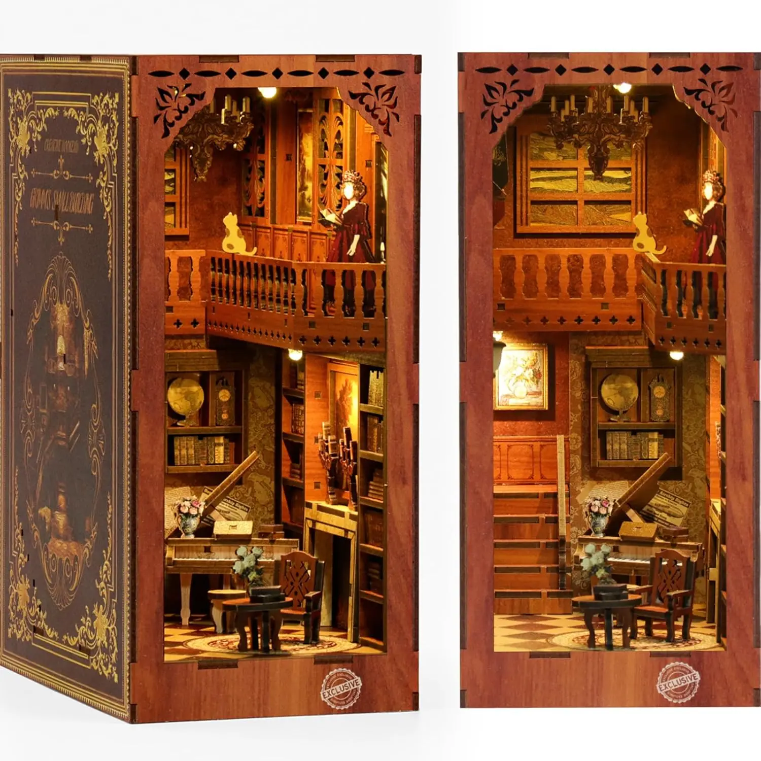 DIY Book Kit, 3D Puzzle Dollhouse Dollhouse Miniature Dollhouse with LED Light, Miniature House Building Kit for Adults, Deco