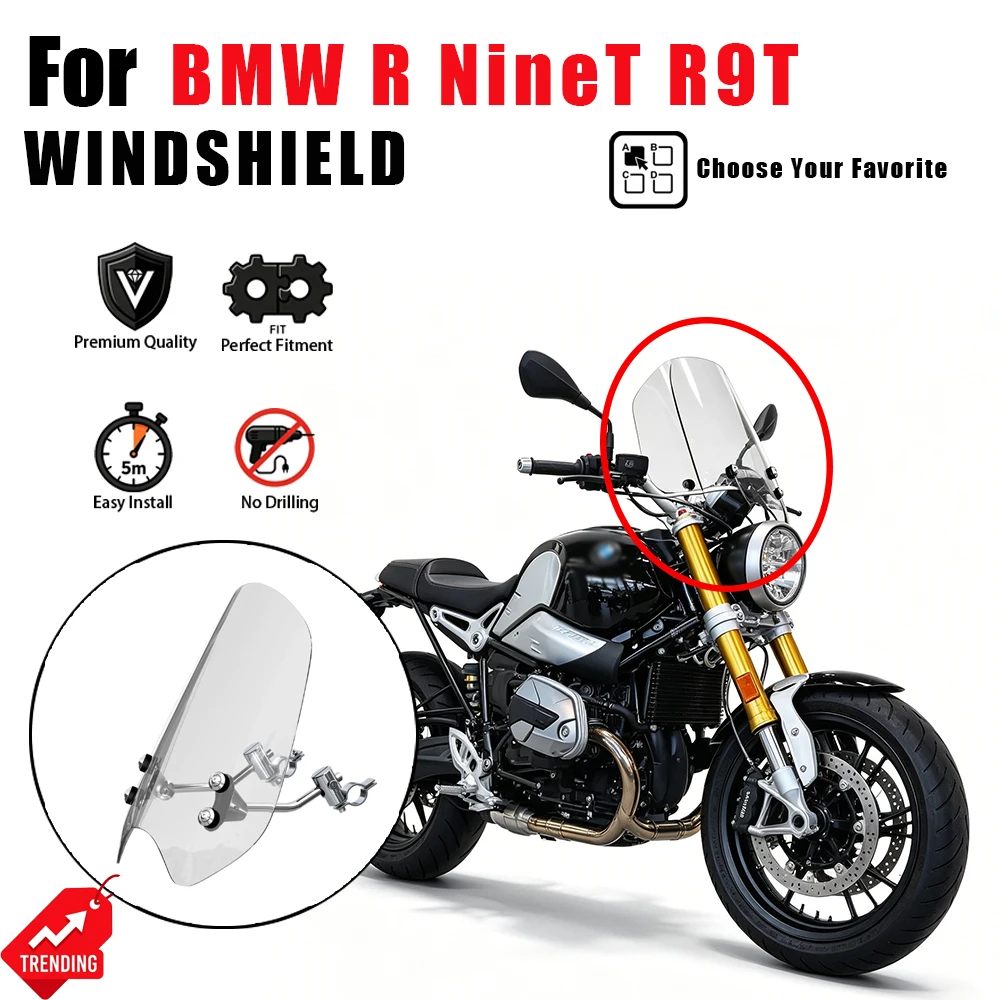 Motorcycle Windshield Windscreen FOR R NineT R9T R 9 T Pure Racer Scrambler Urban G/S Front Wind Deflector Retro Cafe Racer Part