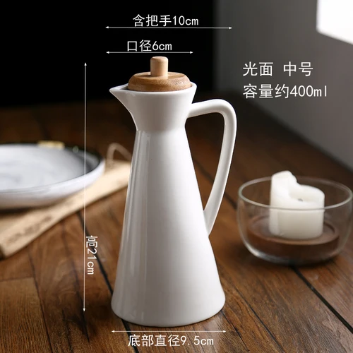 Wooden Cover Ceramics Oil Can Home Spice Jar Sealing Cap Kitchen Supplies High Capacity 400ml/800ml Vinegar Pot Bottle