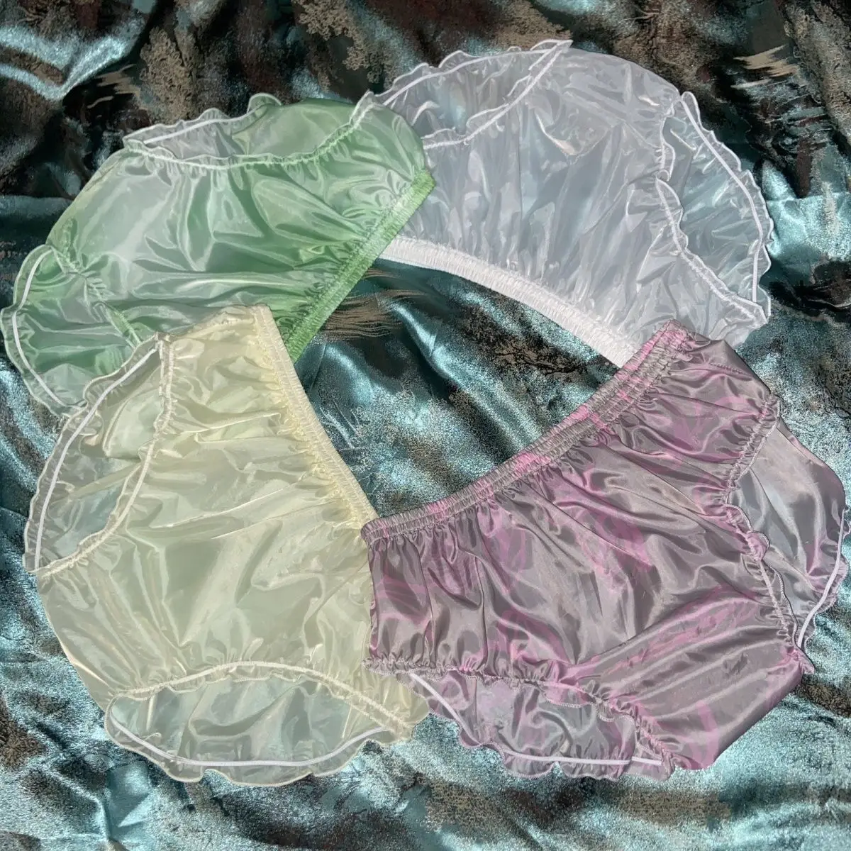 Homens ver através de cuecas sissy babados toque de seda calcinha feminina sexy tule casal roupa interior calcinha privateparty cuecas boxers