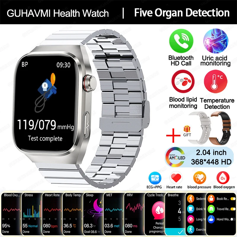 2025 Nieuwe ECG Smart Horloge Vrouwen BT Oproep Hartslag Bloedlipiden Urinezuur Gezondheid Monitor Horloges AI Voice 650 mAh Sport Smartwatch