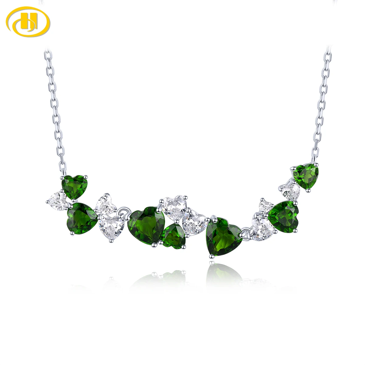 

Natural Chrome Diopside Solid Sterling Silver Pendants 2.5 Carats Genuine Gemstone Necklace S925 Rhodium Plated Romantic Gifts