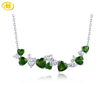 천연 크롬 디옵사이드 솔리드 스털링 실버 펜던트, 2.5 캐럿 정품 원석 목걸이, S925 로듐 도금, 로맨틱 선물 